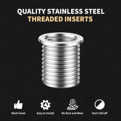 SENNMONN stainless steel M10x1.25x16.2mm thread repair nut inserts, 10-piece set