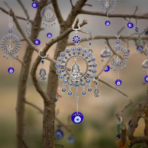 Large Evil Eye Door Window Wall Hangings w/Ganesha Idol
