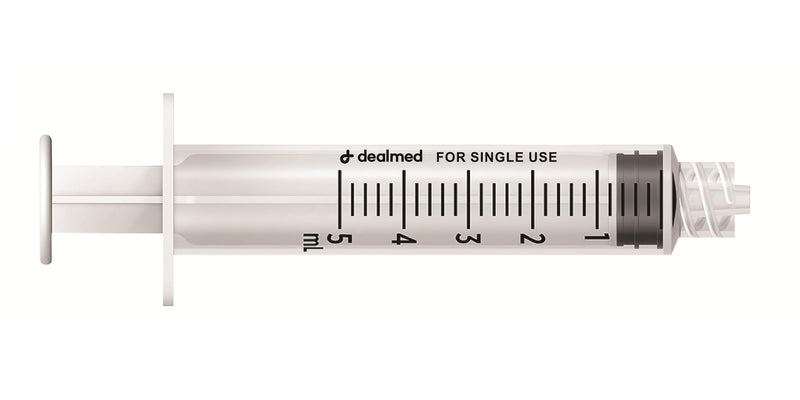 [Australia - AusPower] - Dealmed Luer Lock Syringes, Disposable without Needles, Sterile, Single-Use (5mL, 100) 