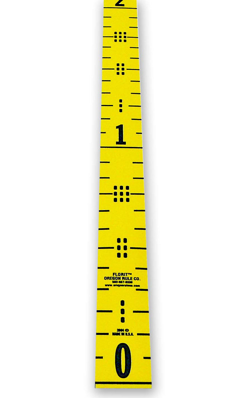 Floor Tape – Adhesive Backed – 2 Inch Wide X 12.5 Foot Long – Vertical Up – Fractional – 1” Grads – Yellow – 2 Pieces