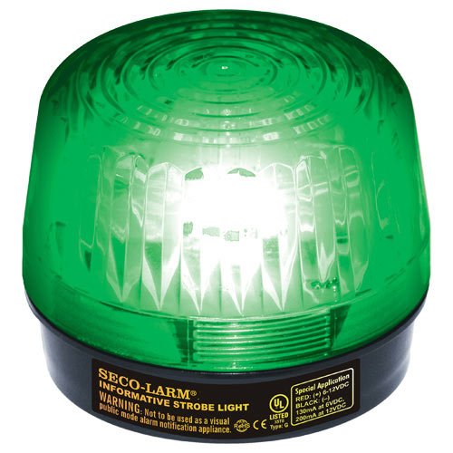 [Australia - AusPower] - Seco-Larm SL-1301-SAQ/G Enforcer LED Strobe Light with Built-In 100dB Programmable Siren, Green, Operating life over 50,000 hours (over 5.7 years), Simple 2-wire installation, Weather resistant 