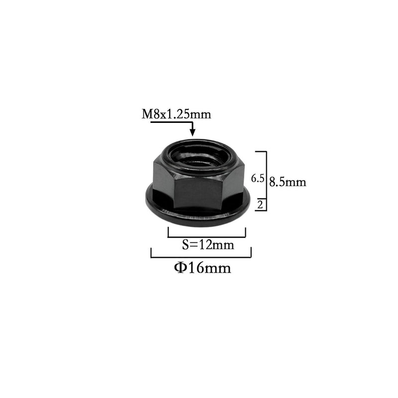 [Australia - AusPower] - RISON Titanium Nut Titanium Flange Full Metal Lock nut M8 Titanium Sprocket Nut Black 6AL4V Titanium Flange Lock Nut Pack of 5 