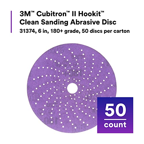 3M Cubitron II Hookit Clean Sanding Abrasive Disc 737U, 6-inch 180+ grit hook and loop disc