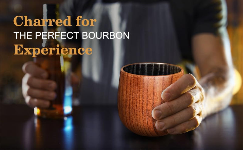 The Original Charred Wooden Bourbon Drinking Glass, Bourbon Gifts for Men 2 Pack Charred