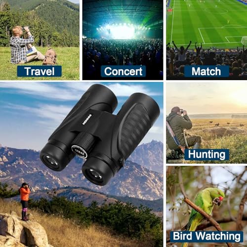 12x42 HD Waterproof Binoculars for Adults,Compact Binocular for Cruise Ship Black