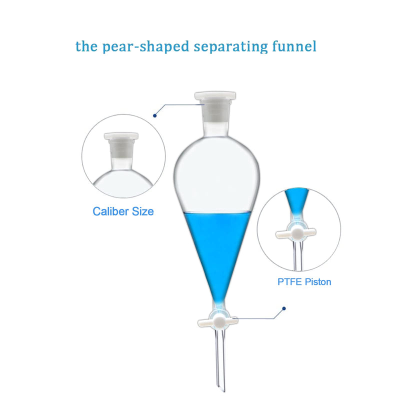 Borosilicate Glass 1000ML Separating Funnel Heavy Wall Conical Separatory Funnel with 24/40 Joints and PTFE Stopcock Lab,Food,pear - 1L 1000.0 Milliliters 1 HD-LA-0202