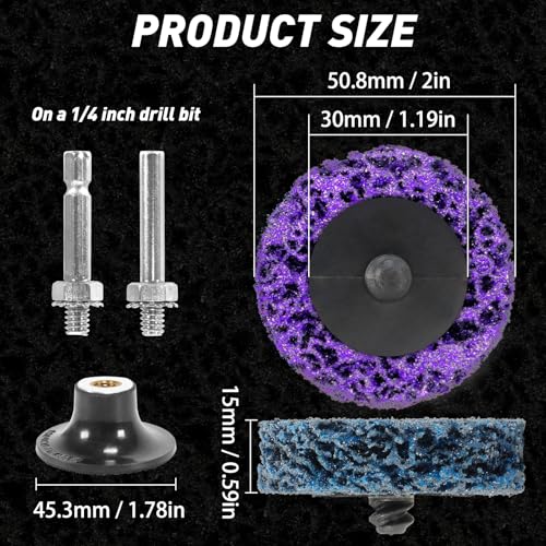 Pack of 30 CSD Disc Sanding Disc, 50 mm, Grinding Attachment for Cordless Screwdriver, Grinding for Dremel, Cleaning Disc Set for Drill, Paint, Rust, Oxidation, Cleaning and Removing (Purple) Purple