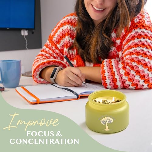 2-Wick Scented Yoga Meditation Candle for Cleansing, Energy Reset & Yoga Practice – 9.5 oz Pure Soy Wax Aromatherapy Jar Candle with 50Hr Clean Burn & Guided Ritual Materials (Palo Santo & White Sage) Palo Santo & Sage