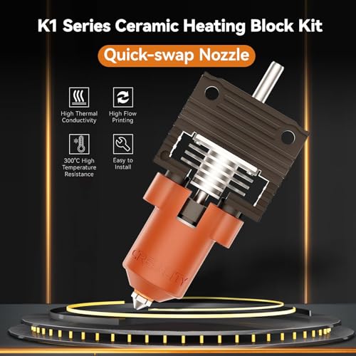 Official Creality K1/K1 Max/K1C Hotend Upgrades Kit, K1 Series Ceramic Heating Block Kit, 3D Printers Hotend with Integrated Quick-Swap Nozzle, Supports 300°C High Temperature, 600mm/s High-Speed K1/K1C/K2SE/3V3 Plus
