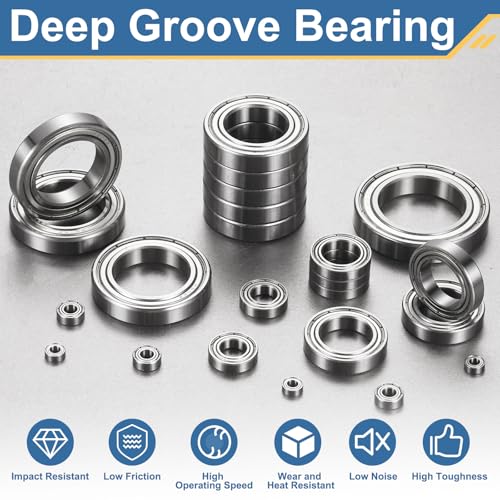 sourcing map 10Pcs 6804-Z Deep Groove Ball Bearing, 20mm x 32mm x 7mm Double Metal Shielded Bearing Precision for Electric Motor, Drives Wheels, Power Tools 10