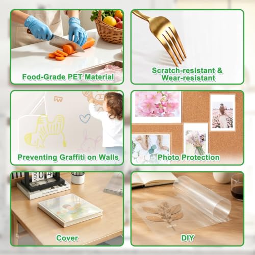 Shackcom Clear Contact Paper Roll Self-Adhesive Kitchen Backsplash Wall Protector 23.6in X 32.8ft - Used as Shelf Drawer Liner, Whiteboard, Wallpaper, Cat Dog Scratch Protector 23.6"W x 393"L