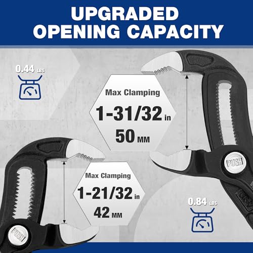 WORKPRO 7-inch and 10-inch water pump pliers set with quick-adjust groove joint design