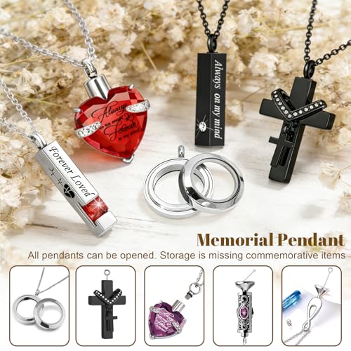Small Urns for Human Ashes Cremation Urns Keepsake Set of 18 Cremation Jewelry Necklaces for Ashes Stainless Steel Keepsake Cremation Ash Holders Locket for Women Men (18Pcs-Purple) 18pcs-purple