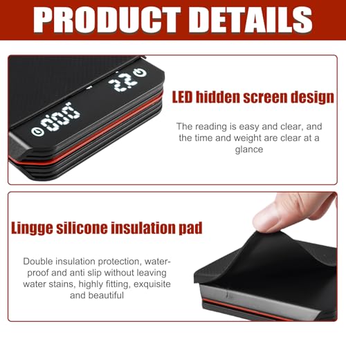 Espresso Scales with Timer, 3 Modes Digital USB Rechargeable Mini Coffee Scales with LED Display Screen Timer, 0.1 g High Precision Drip Coffee Scales for Filter Coffee, Cooking, Baking, Precision