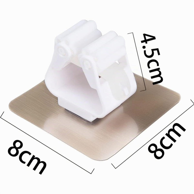 Broom Holder Wall, Pack of 4 Wall Mount Broom No Drilling Broom Holder Self-Adhesive Wall Device Holder Broom Mop Holder Broom Mop Holder for Home Kitchen Bathroom Garden Garage