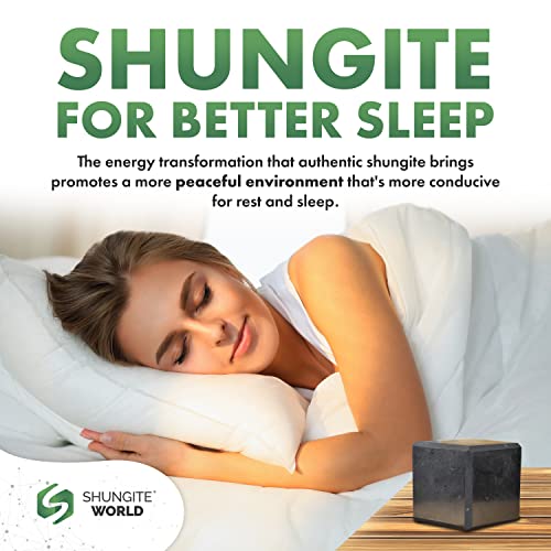 Shungite World Authentic Shungite Cube Polished 40 mm / 1.57" Chakra Energy Natural Healing Crystal Real Black Cube Home Office Protection Desk Decor Meditation Reiki Grounding Stone 40 mm / 1.57"