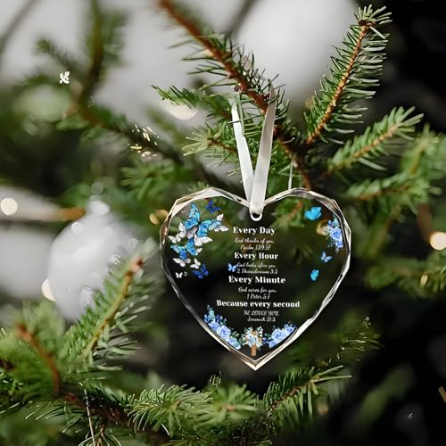 Christian Gifts for Women Birthday, Inspirational Gifts for Women Friends, Glass Bible Verse Decor, Religious Gift for Sister, Mom, Mother, Scripture Home Decorative Ornament Butterfly-d