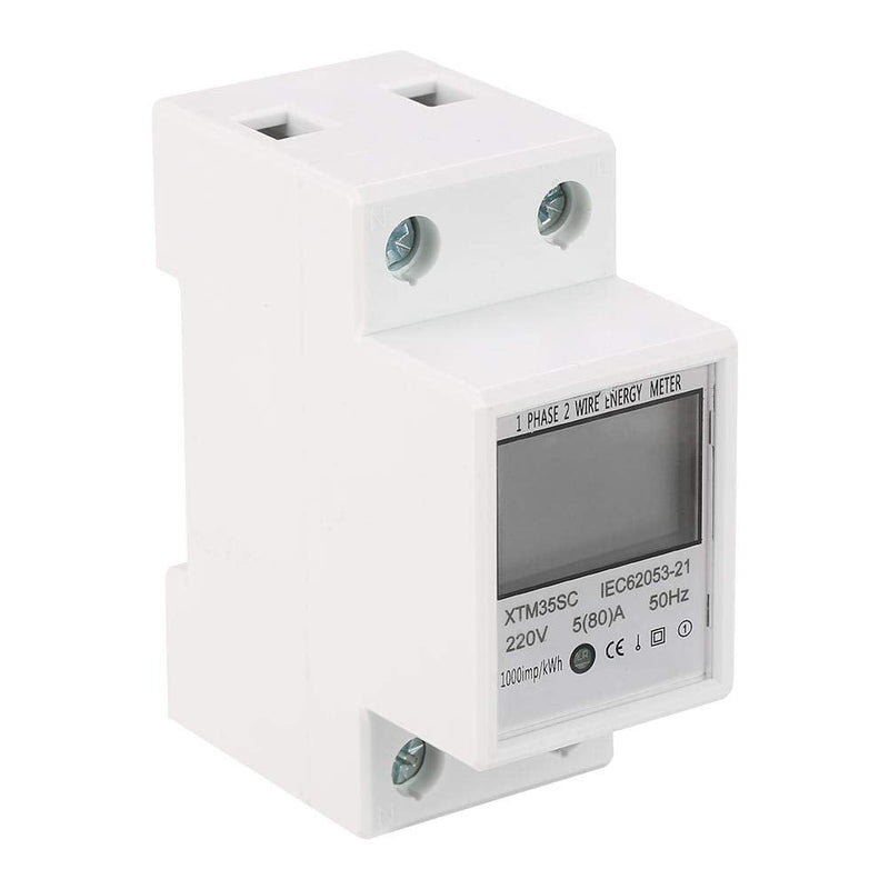 [Australia - AusPower] - Digital LCD Energy Meter, 220V 5(80)A, 1-Phase 2 Wire, 2P Din-Rail, Electric Meter 