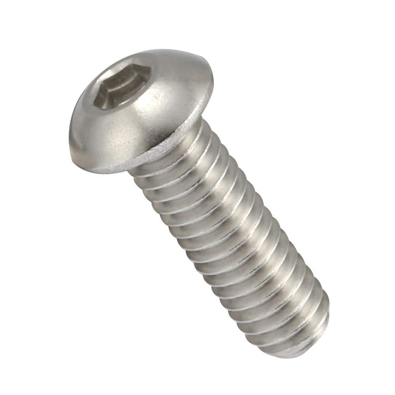 [Australia - AusPower] - 1/4-20 x 1/2" Button Head Socket Cap Screws, 18-8 Stainless Steel (304), Bright Finish, Fully Threaded, Allen Hex Drive, 50 PCS 1/4-20 x 1/2" 