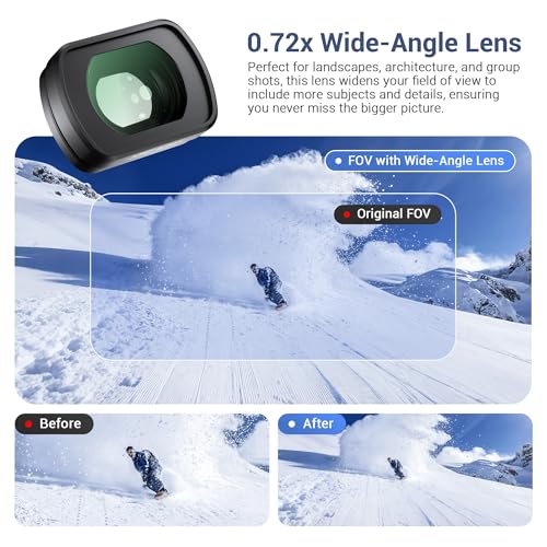 JJC Wide Angle Lens for DJI Osmo Pocket 4 3 / Xtra Muse,Widen Lens View