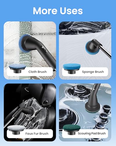 Leebein YMG-825 Replacement Brush Heads, 8pcs Extra Brush Accessories Kit for YMG-825 Cordless Cleaning Brush Only - Scrubber Not Included