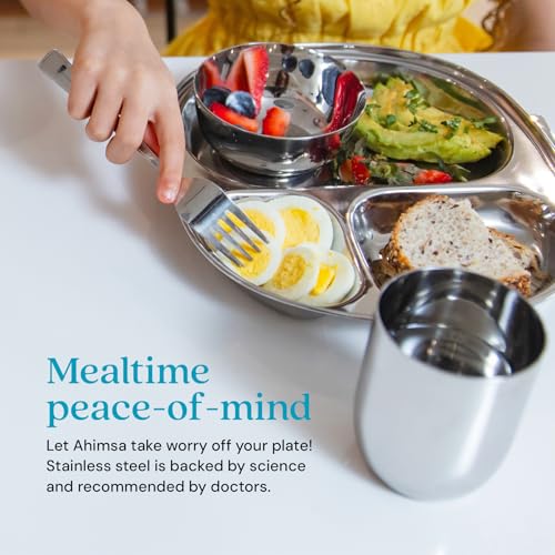 Ahimsa Stainless Steel Kids Dinnerware Set, Classic Stainless, 5-Piece Set Classic Stainless / 5 Piece Set