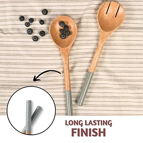 Folkulture Wooden Salad Servers, Set of 2, Salad Tongs for Serving Gray 12 inch