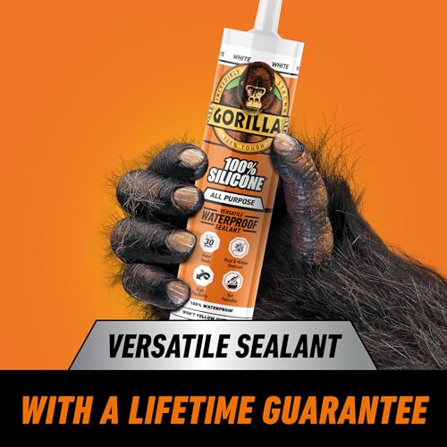 Gorilla white 100% silicone sealant caulk, 10 oz cartridges, 2-packeriwa