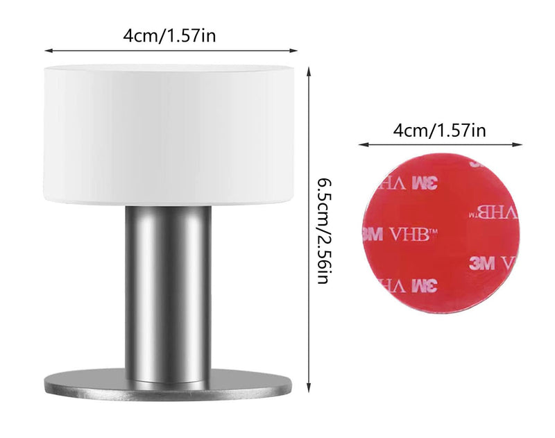 [Australia - AusPower] - Door Stoppers with Extra Stickers, Self-Adhesive Door Stop with White Rubber & Stainless Steel Body - Sound Dampening Door Bumpers for Home & Office, Door stoppers for Bottom of Door (Medium-2.56inch) 6.5cm/2.56inch--Recommend 