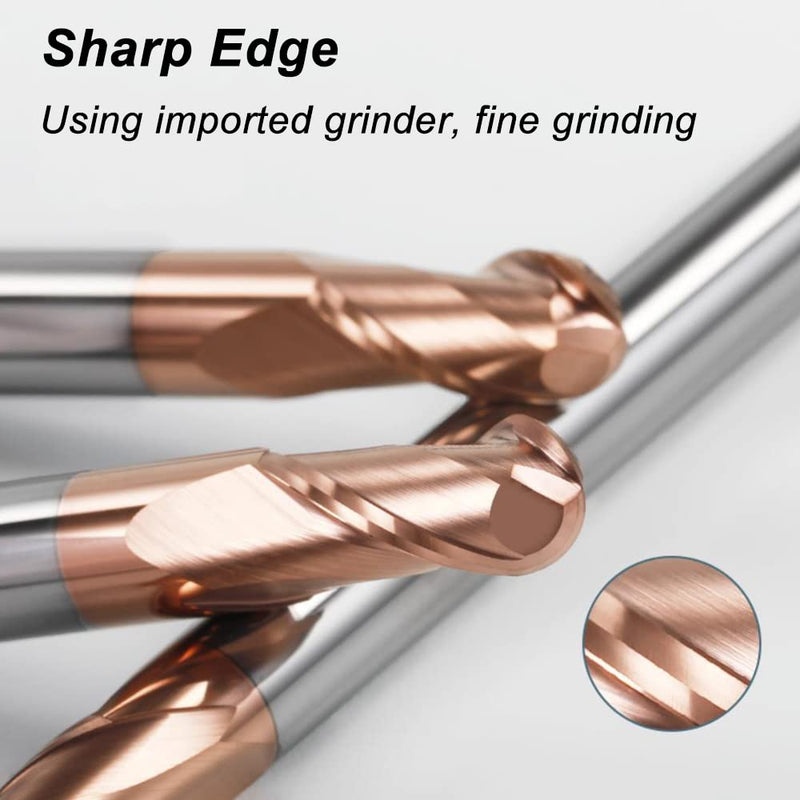 [Australia - AusPower] - ASNOMY Set of 2 Solid Carbide Radius Milling Cutter Ball End Mill Diameter 4 mm AlTiN Coating HRC 55, Carbide Ball End Mill, 2 Teeth CNC Engraving Cutter for Metal Ø4mm-2 Stücke 