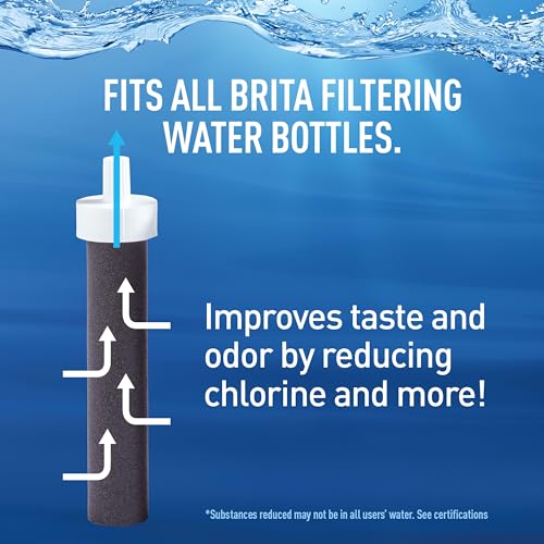 Brita Stainless Steel Premium Filtering Water Bottle, BPA-Free, Reusable, Insulated, Replaces 300 Plastic Water Bottles, Filter Lasts 2 Months or 40 Gallons, Includes 1 Filter, Stainless - 32 oz 32 Ounces