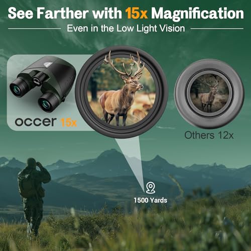 Occer 15x30 Binoculars for Adults Kids Easy Focus for Bird Watching Green