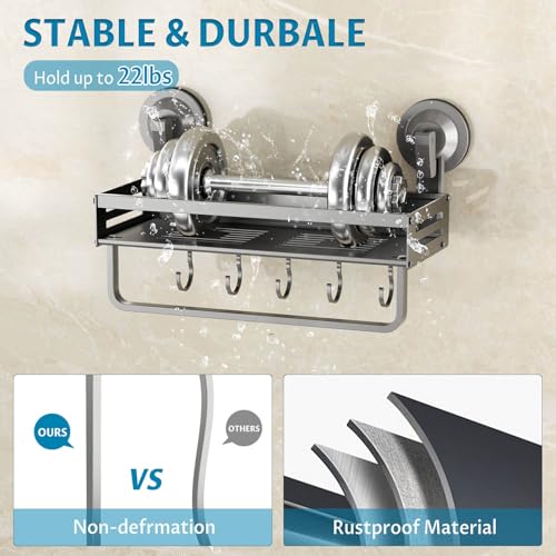 Onemake Shower Caddies Suction Cup, 2 Pack 11.8-inch Shower Organiser, Gray 11.81IN-2 PACK