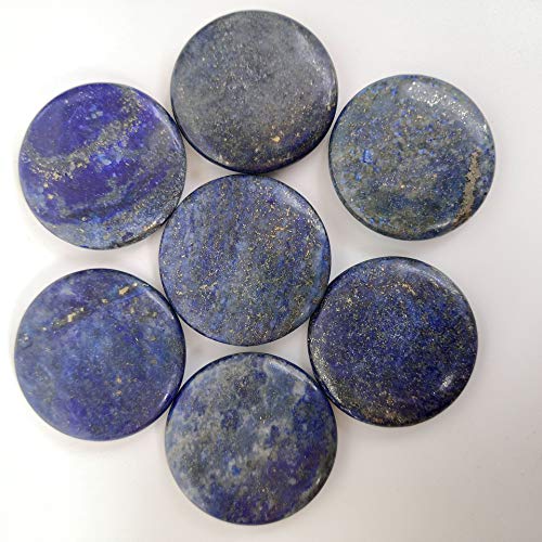 7 Piece Archangel Engraved Crystal Stone Set, Natural Gemstone Palm Disc with Gold Magic Symbols, Spiritual Decor Meditation Pocket Stone Gift Set,Lapis Lazuli Lapis Lazuli