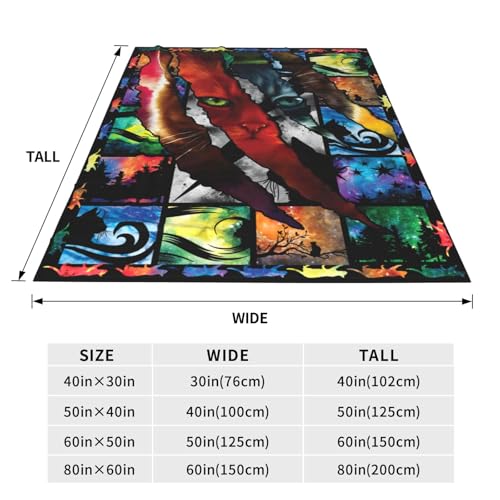 Cartoon cat throw blanket from Generic featuring warm flannel fabric, measuring 60x50 inches, ideal for cozy comfort.
