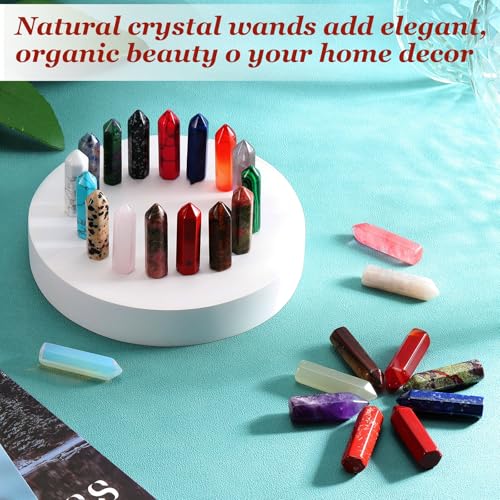 MECCANIXITY Crystals Wands Clear Quartz Hexagonal Faceted Single Points Towers Pocket Polished Stone Bulk for Energy Chakra Meditation Crystal Healing, 33 x 8mm (White),10Pcs White (White)