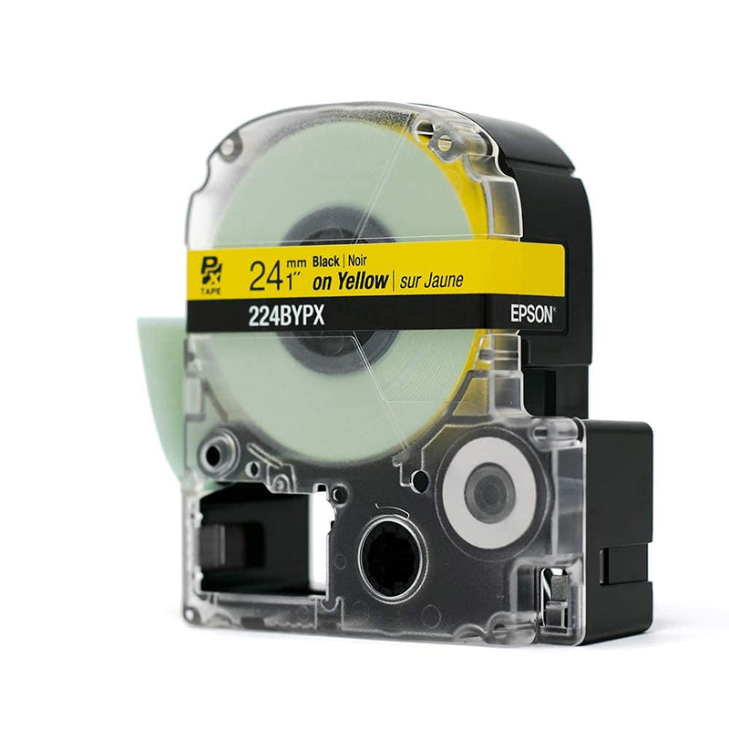[Australia - AusPower] - Epson LABELWORKS 224BYPX Genuine PET (Polyester) Tape Cartridge - Black on Yellow Industrial Label Maker Tape - 1" (24MM) Wide, 30 ft 