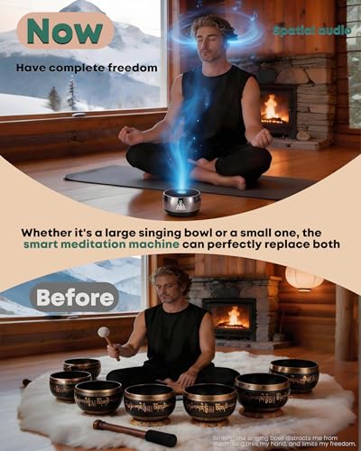 Meditation Sound Machine, Frequency Generator Instrument,PUVIDJUT Tone Device - Solfeggio Frequencies Bath for Yoga, Mindfulness,Meditation System of Chakra, 5 Tones Optional, 3 Timer Modes Onyx Black