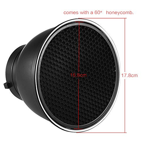Andoer 7" Standard Reflector Diffuser Lamp Shade Dish with 60° Honeycomb Grid for Bowens Mount Studio Strobe Flash Light Speedlite (Without Soft Cloth)