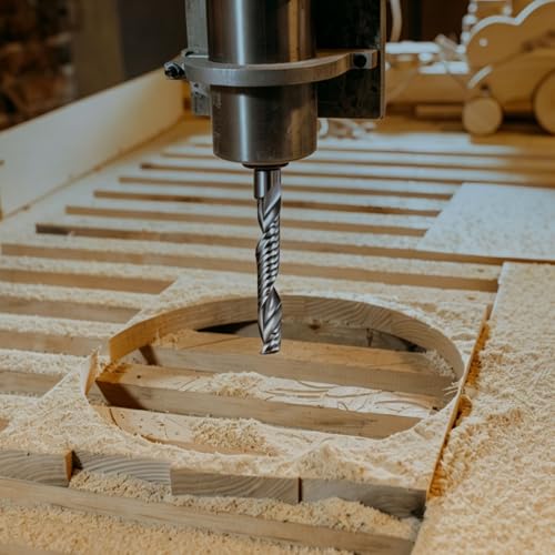 Workkyma upcut spiral router bit, single flute, 8mm shank, 8mm diameter and 62mm cutting length