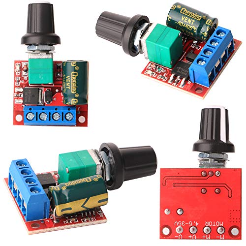 Gebildet PWM Motor Speed Controller, DC 5V-35V 5A Adjustable Reversible, DC 6V 12V 24V 35V Variable Voltage Regulator Dimmer Controller Switching with Switch Function and LED Display Pack of 2