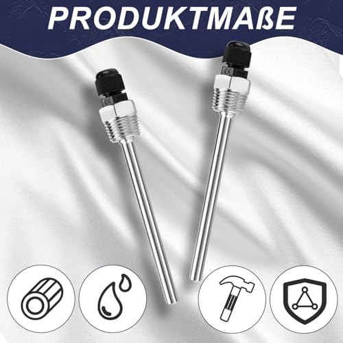Stainless Steel Immersion Sleeve 1/2 Inch 8 x 250 mm for Temperature Sensors, Thermocouple Protection Tubes, Temperature Sensor Protection Tubes