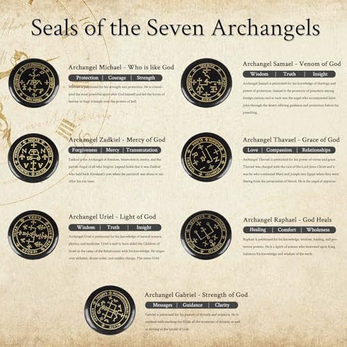 rockcloud 7PCS Black Agate Engraved Magic Circle Round Healing Crystal