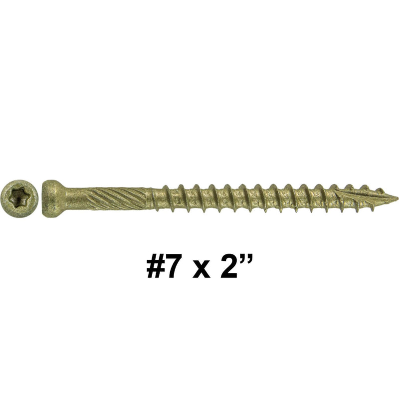 #7 x 2 Bronze Coated Tiny Finish Head Multipurpose Wood Screw - Torx/Star - ACQ Compatible - 1 Pound - 187 Screws #7 x 2" 1 Lb 187 Screws