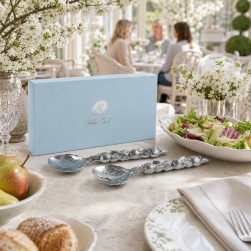 Arthur Court Bunny Salad Serving Spoon and Fork Set - Premium Aluminum Salad Servers - 11 Inch Long - Perfect for Easter Gatherings