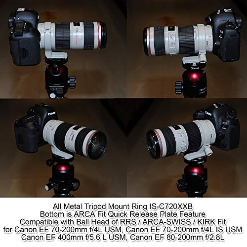 Lens Tripod Mount Ring for Canon EF 70-200mm f/4L (IS) USM, EF 400mm f/5.6 L USM, EF 80-200mm f/2.8L, Lens Collar Support Bracket with AS Fit Quick Release Plate for Tripod Ball Head of ARCA-SWISS Fit