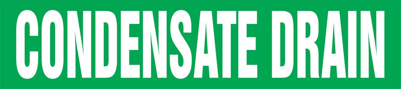 Accuform RPK234SSB Self-Stick "CONDENSATE Drain" Pipe Marker for 1-1/2" to 2" OD Pipe, White on Green, 1-1/2" H x 8" W