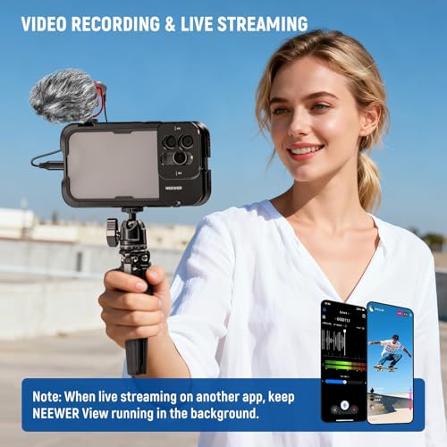 NEEWER Plug & Play Vlog Microphone, 20-20KHz Mini Supercardioid Mic with 3.5mm TRS, USB C OTG Cable, Shock Mount, Windscreen Compatible with iPhone 16 15 14 Samsung S24 Android Tablet Mac Camera, VM10 VM10 Microphone