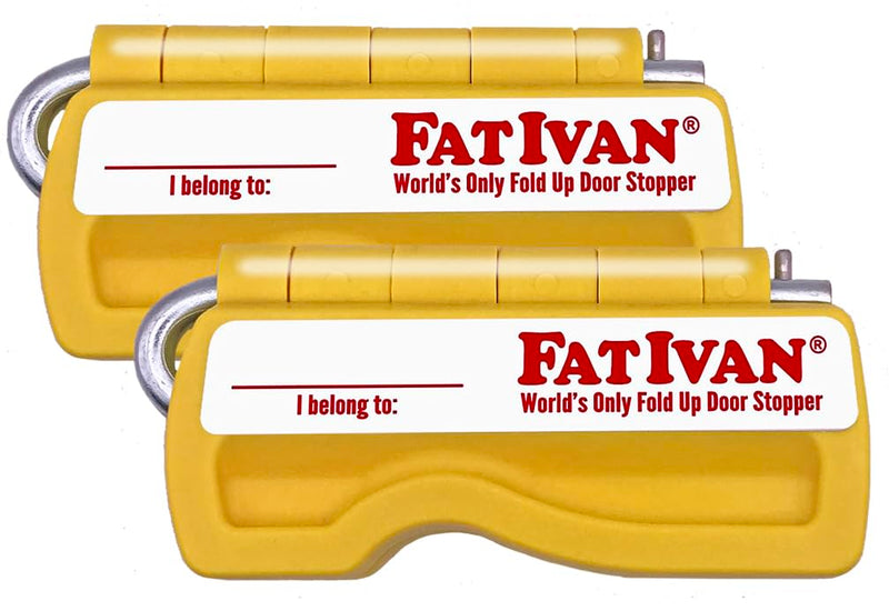 The Original Fat Ivan Fold Up Doorstop Wedge with Magnet - for Moving Office Home or School - Great for Police, Admin, Firefighters and Any time You Need a Door to Stay Open Yellow 2 Pack