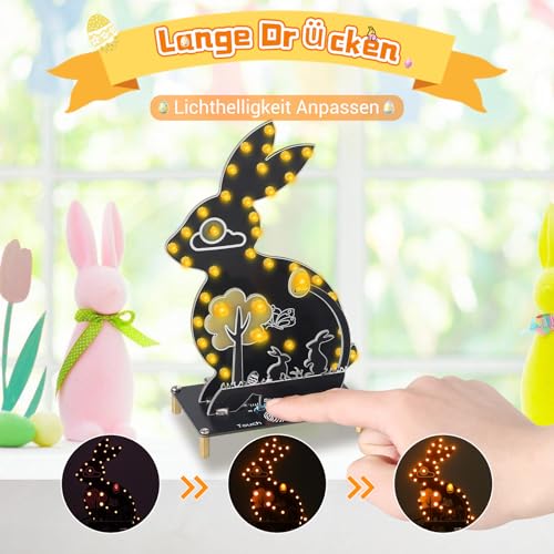Soldering Kit, Easter Bunny LED Light Soldering Exercise Kit, DIY Creative Electronic Kits, Teaching and Learning Training, DIY Soldering Project LED Lamps Kit with Touch Control, for Mint Fans